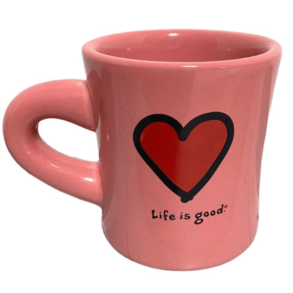 Life Is Good Red Heart Diner Style 12oz Coffee Mug
